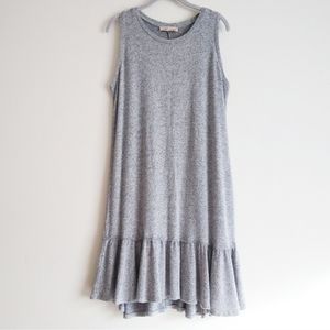 NWT Philosophy Soft Stretchy Knit Dress Flounce Hem Heather Gray - Size L